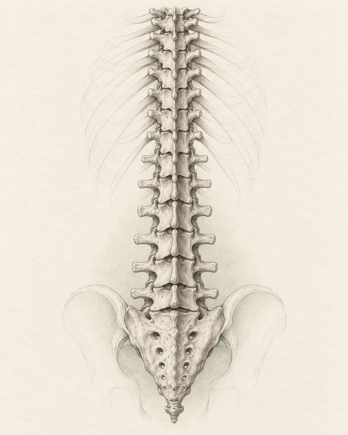 Rysunek anatomiczny kręgosłupa